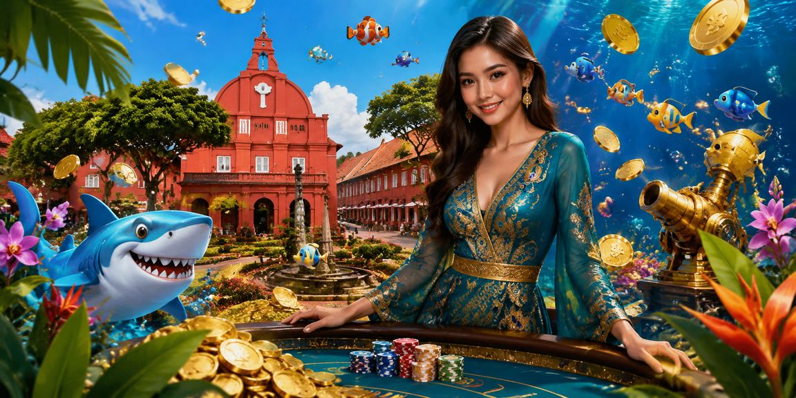 Permainan tembak ikan bertemakan batik tradisional Melaka yang berwarna-warni